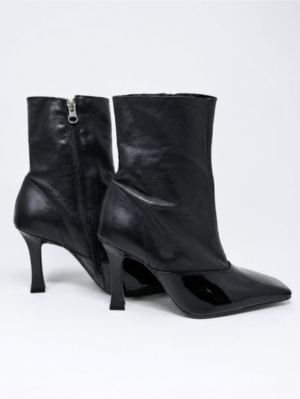 L'INTERVALLE Orabelle Black Patent Leather Stiletto Ankle Boots EU 40/US 9-9.5